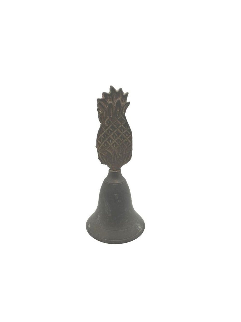 Vintage Brass Hand Bell With Pineapple Handle Mantle Display Collectible 4.25”